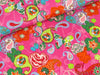 Baumwollstoff Paisley und Blumen auf Pink