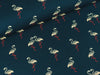 Baumwolljersey Flamingos dunkelblau mit silbernem Glitzer