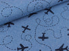 Baumwolljersey Let's fly away jeansblau meliert