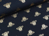 Baumwolljersey Printed Bee gold auf Tiefblau