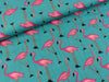 Baumwoll-Viskose Print Flamingos pink auf Türkis