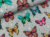 Hamburger Liebe Baumwolljersey Wanderlust Butterfly mittelgrau meliert-bunt