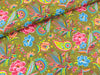 Baumwollpopeline A Spark of Happiness Poenix Blumen und Paisley bunt auf Khaki