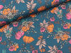 Baumwolljersey Blossom Boom Blumen bunt auf Jeansblau by brinarina