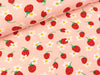 Baumwolljersey Strawberry Flower auf Rosa