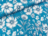 Slub Viskosejersey Merle Blumen tintenblau auf Leinenblau