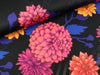 Reststück 21cm - Hamburger Liebe Performance Active Wear Jersey Big Dahlia Blumen bunt auf schwarz-gold gestreift