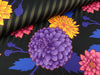 Reststück 21cm - Hamburger Liebe Performance Active Wear Jersey Big Dahlia Blumen bunt auf schwarz-gold gestreift