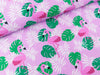 Swim & Sport Jersey Flamingos und Blätter bunt auf Bonbonrosa UPF50