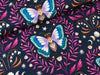 Hamburger Liebe New Cotton Satin Webware Midnight Luna Moth ciclamino-bunt auf Blue navy