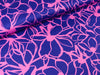 Baumwollsatin Webware Magnolia royalblau-pink by Nerida Hansen