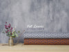 Jacquard Jersey Fall Leaves Blätter ocker auf Blaulila by Lycklig Design